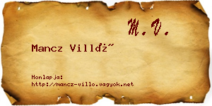 Mancz Villő névjegykártya